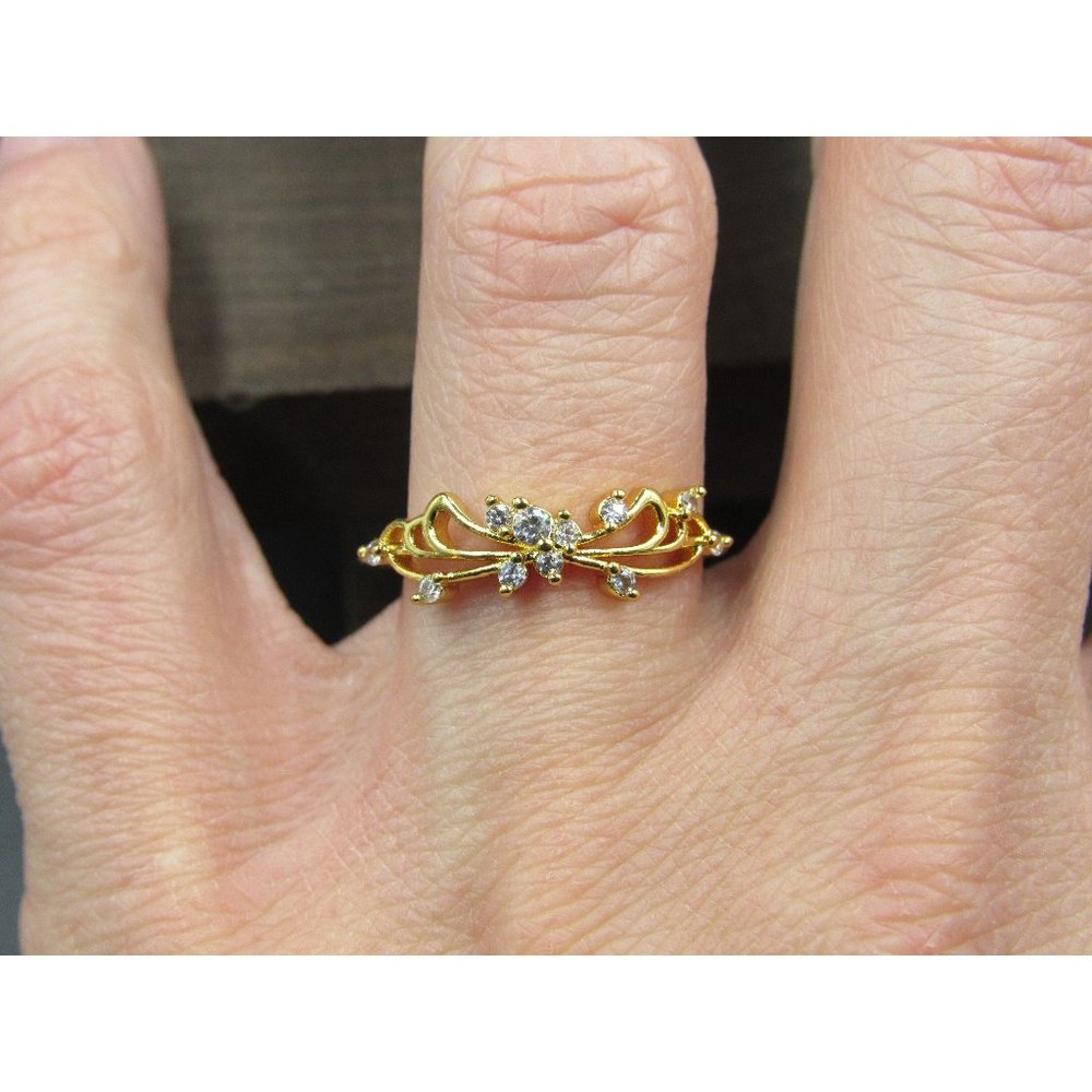 Size 8.75 Gold Over Sterling Silver Spread Out Cubic Zirconia Band Ring